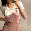 Pink Denim Overall Dress