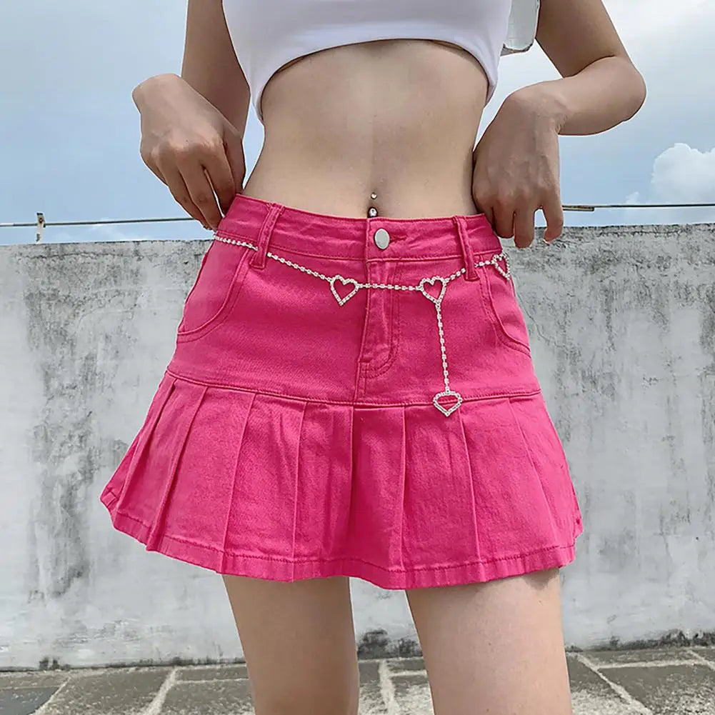 Pink Denim Skirt Kawaii