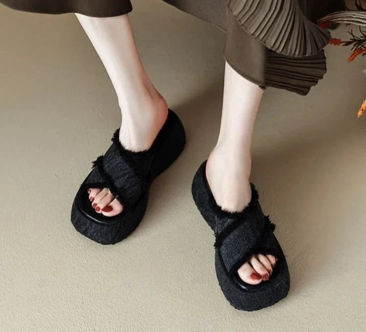 Platform Denim Sandals