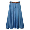 Pleated Denim Maxi Skirt