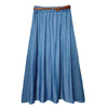 Pleated Denim Maxi Skirt