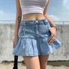 Pleated Denim Mini Skirt