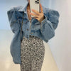 Puff Shoulder Denim Jacket