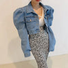 Puff Shoulder Denim Jacket