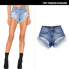 Ripped Denim Shorts High Waisted