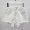 Ripped Rhinestone Denim Shorts