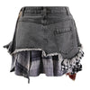 Ruffled Denim Mini Skirt