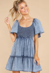 Short Sleeve Denim Mini Dress