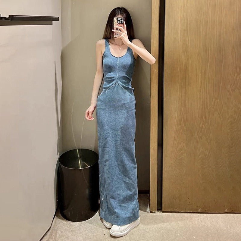 Sleeveless Denim Maxi Dress