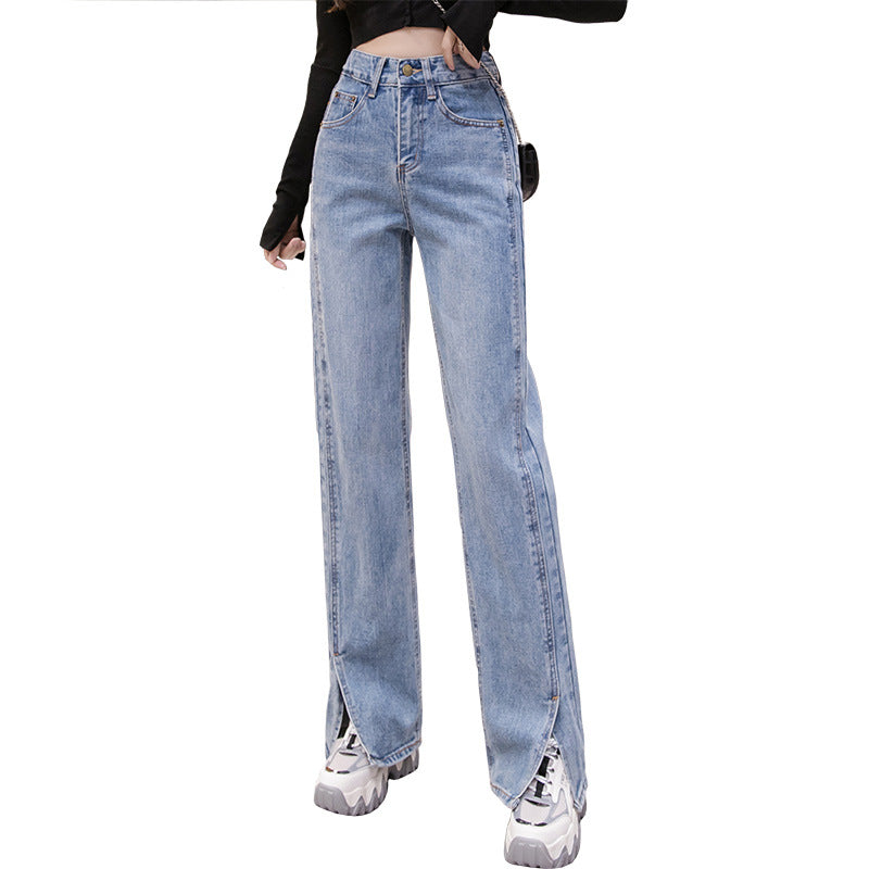 Slit Straight Leg Jeans