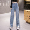 Slit Straight Leg Jeans