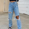 Straight Leg Destroyed Jeans