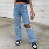 Straight Leg Destroyed Jeans