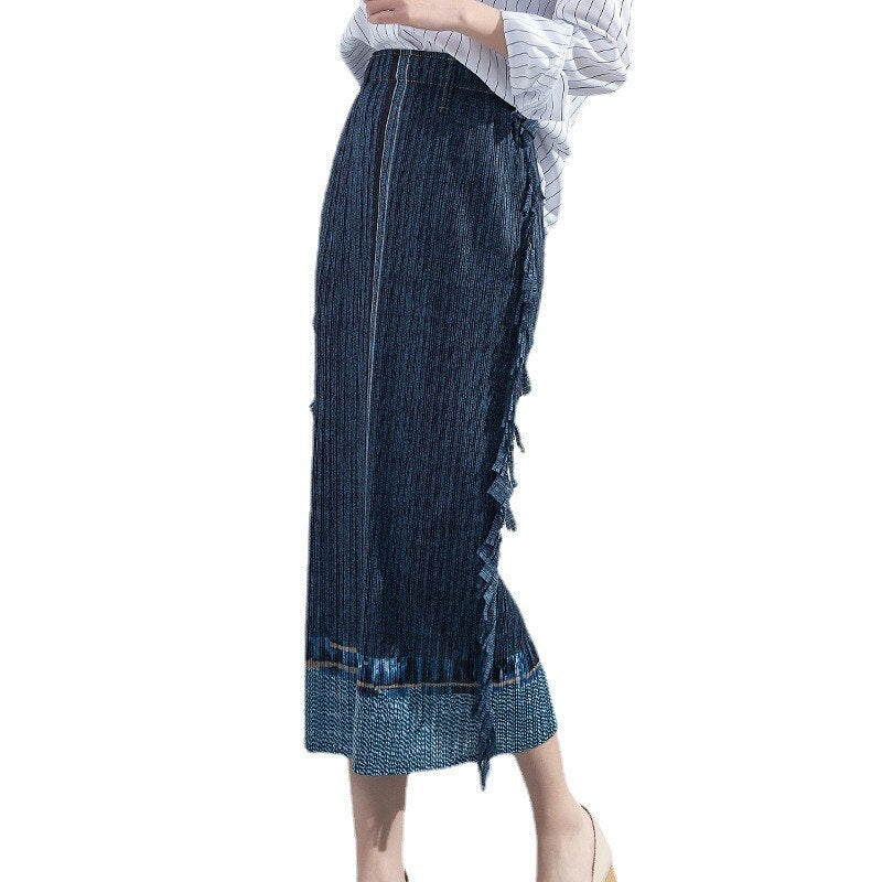 Straight Midi Denim Skirt