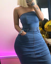 Strapless Denim Bodycon Dress