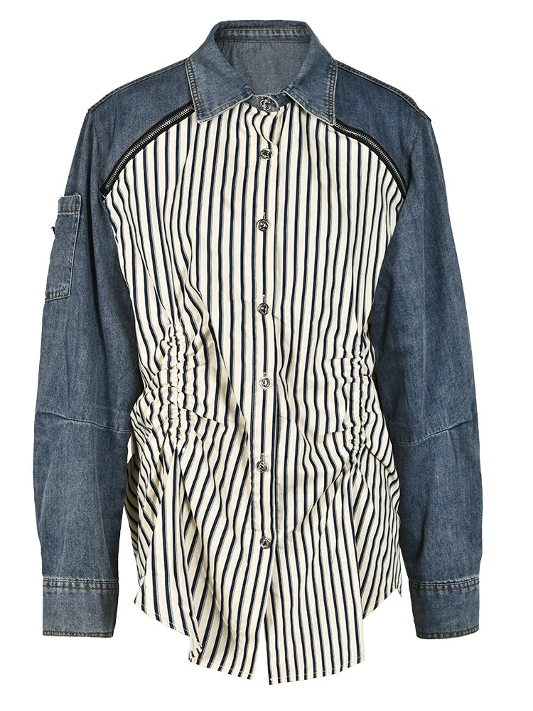 Striped Denim Shirt Womens