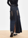 Vintage Denim Cargo Skirt Long