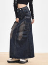 Vintage Denim Cargo Skirt Long