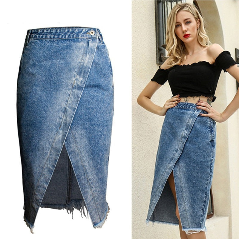 Vintage Denim Midi Skirt