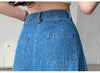 Washed Denim Pleated Skirt