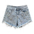 Washed Denim Rhinestone Shorts