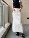 White Denim Maxi Skirt