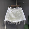 White Destroyed Denim Skirt