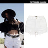 White Ripped Denim Shorts