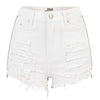 White Ripped Denim Shorts