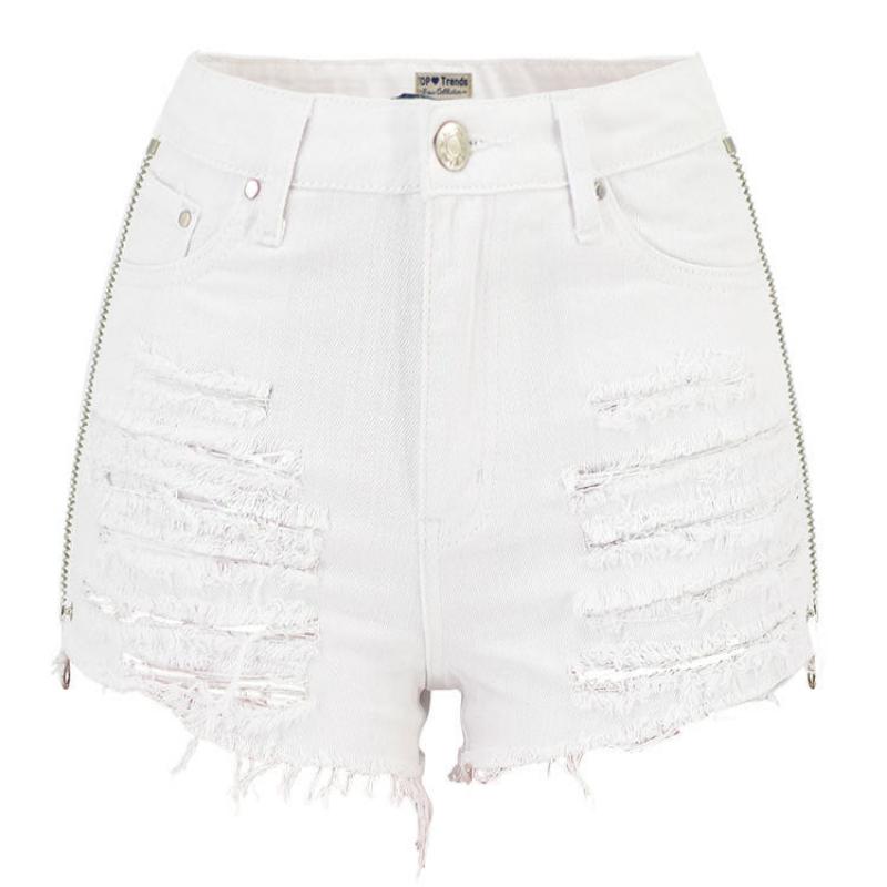 White Ripped Denim Shorts