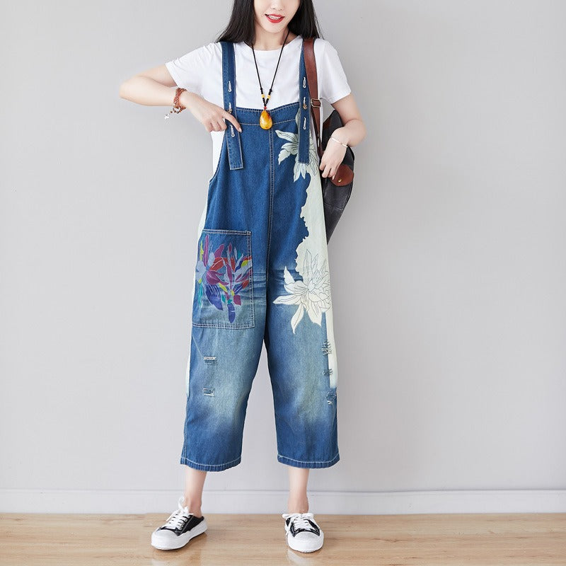 Wide Leg Denim Overalls