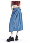 Women's Denim Pleated Skirt