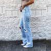 Womens Destroyed Bootcut Jeans